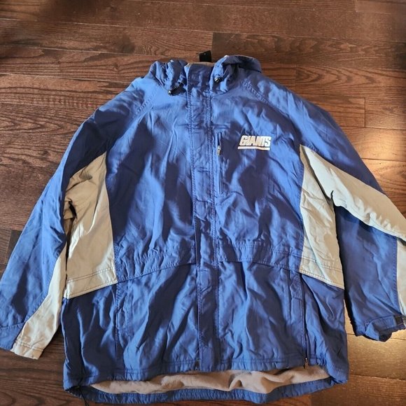 NFL On Field Team Apparel Reebok Jacket NY GIANTS Fleece Hood Insulated - Picture 1 of 3